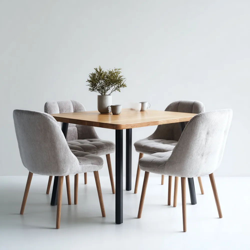Ensemble table et chaises Bois et métal 120x80x75 cm - Gris - Design contemporain