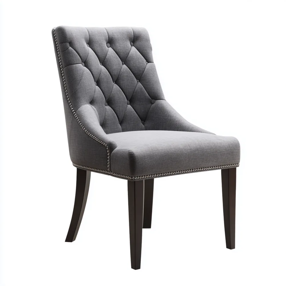 Chaise de salle à manger Tissu rembourré 50x40x90 cm - Gris Foncé - Design Contemporain