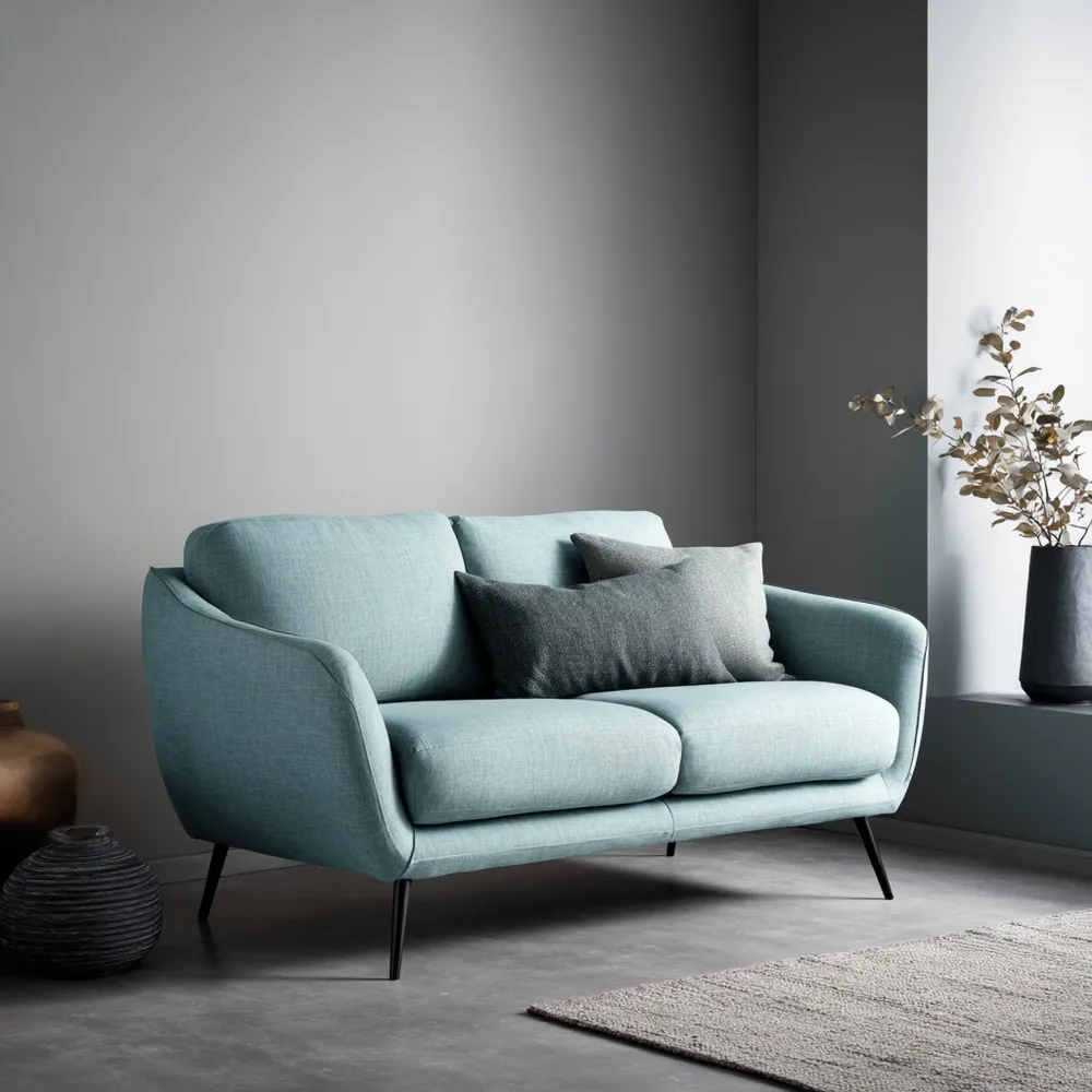 Divano due posti in tessuto 150x85x90 cm - Azzurro - Design Contemporaneo
