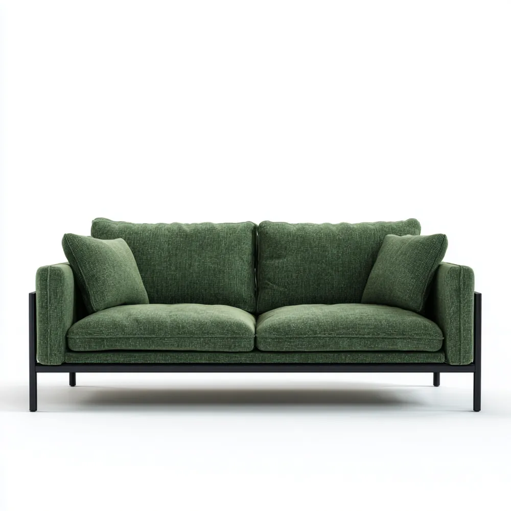 Divano due posti 180x85x80 cm - Tessuto Verde - Design moderno