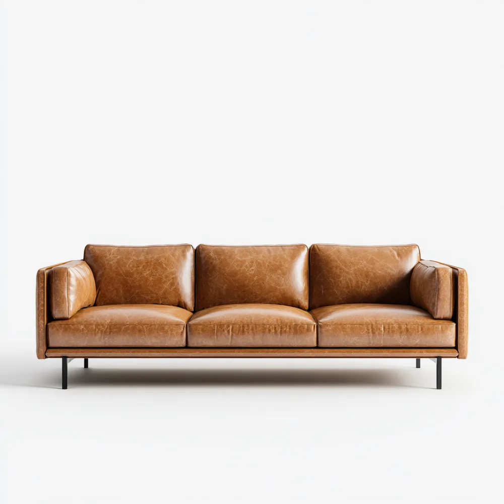 Divano a tre posti in pelle 200x90x85 cm – Marrone – Design moderno