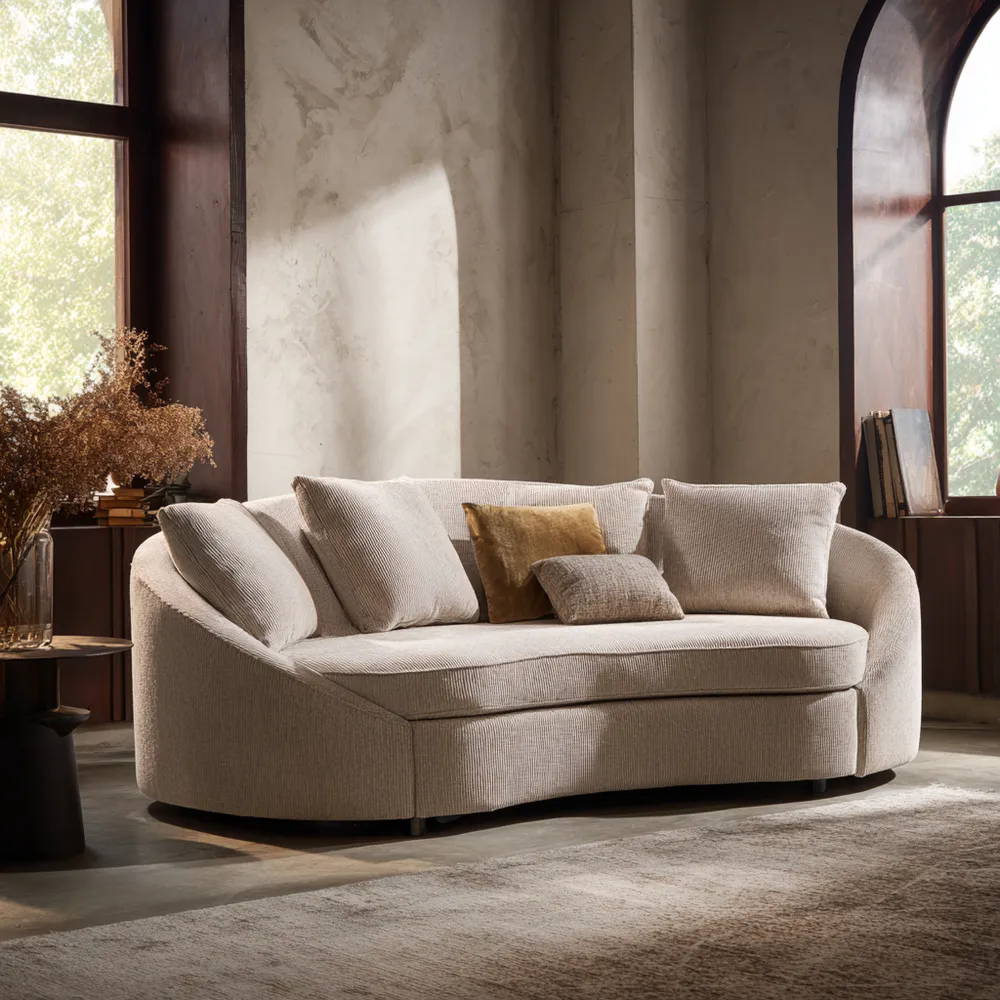 Divano due posti in tessuto 160x90x75 cm – Beige – Design Moderno