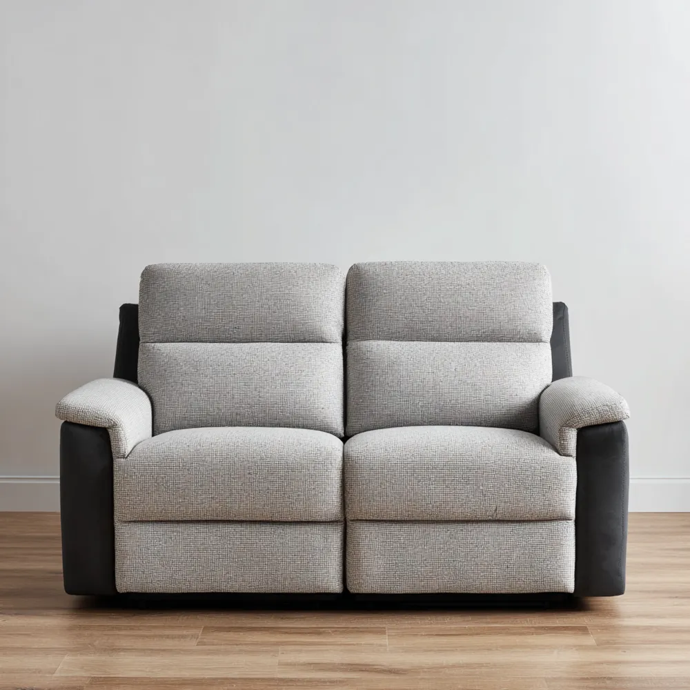 Divano due posti in tessuto 140x90x100 cm - Grigio/Nero - Design Moderno