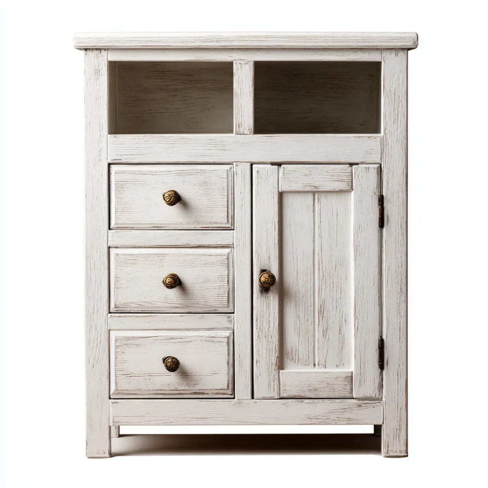 Credenza in Legno 80x40x90 cm - Bianco - Design Rustico