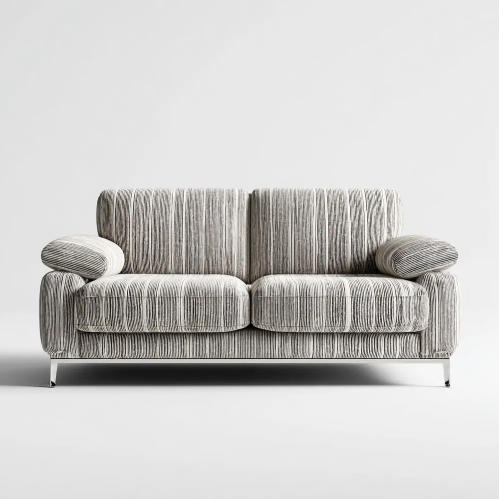 Divano due posti Tessuto 140x90x85 cm - Grigio a righe - Design Moderno