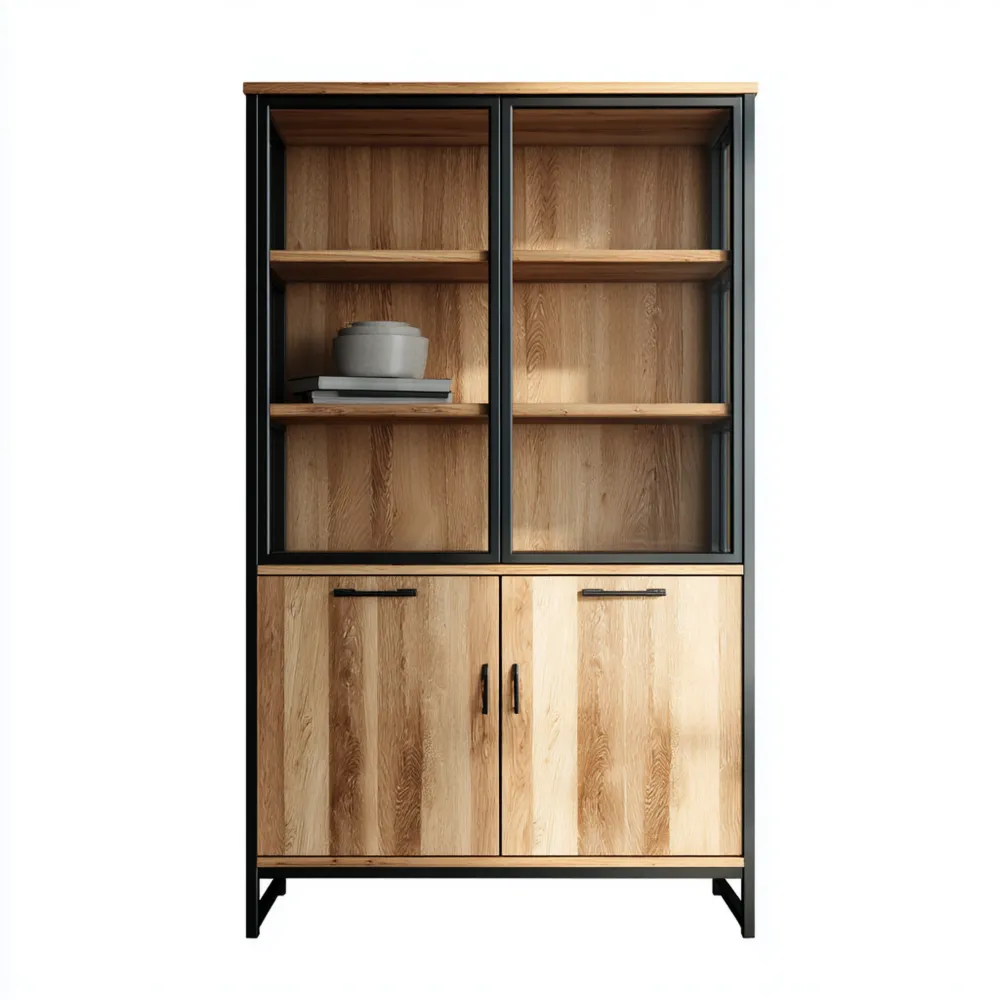 Mobile decorativo in legno di quercia e metallo 180x100x40 cm - Design Moderno