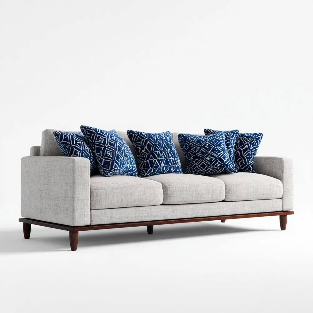 Divano a tre posti in tessuto 200x85x90 cm – Grigio Chiaro – Design Moderno