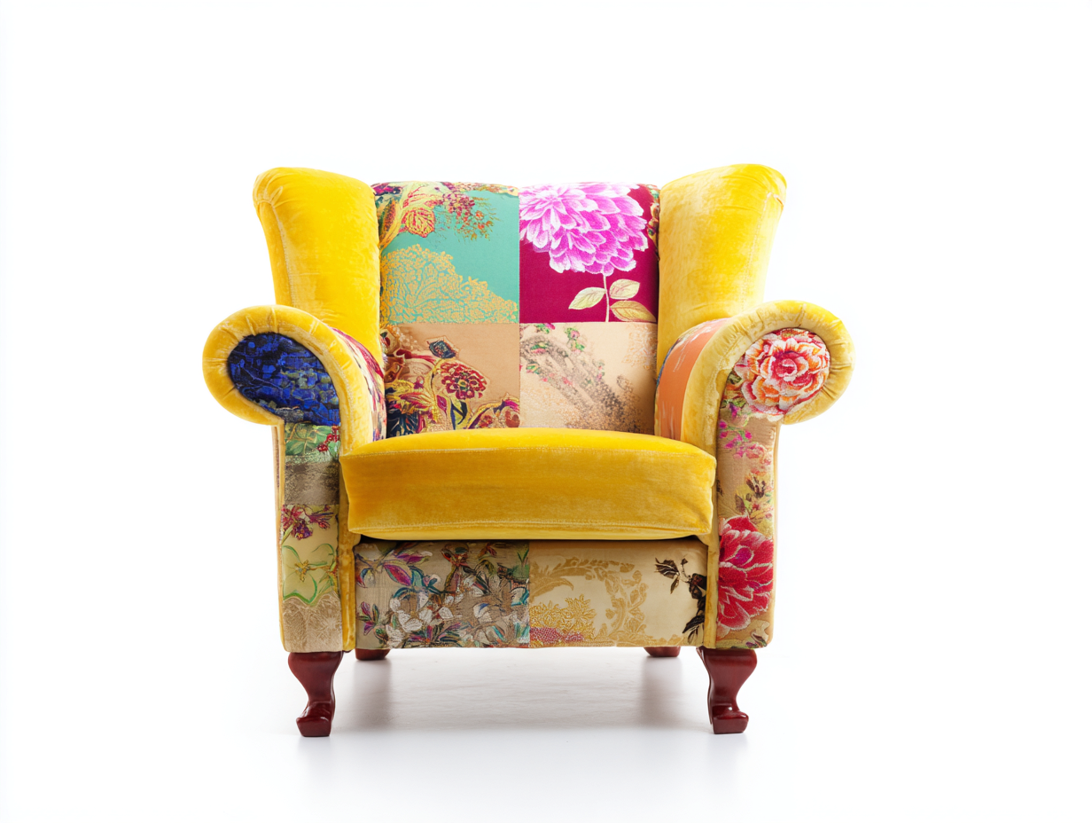 Poltrona - tessuto-legno - 95x90x113 cm - multicolore-giallo - stile classico-Nestgolab