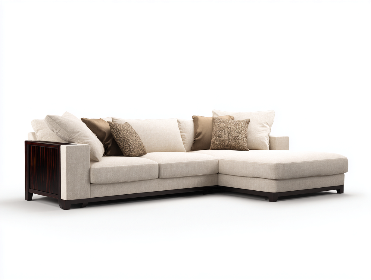 Divano angolare - tessuto-legno - 290x170x84 cm - crema - stile contemporaneo-Nestgolab