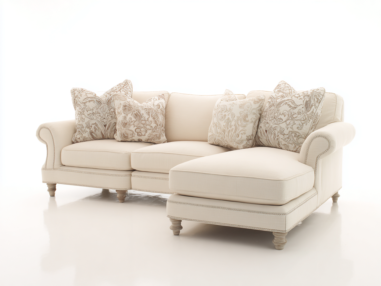 Divano angolare - tessuto - 275x165x88 cm - crema - stile classico-Nestgolab