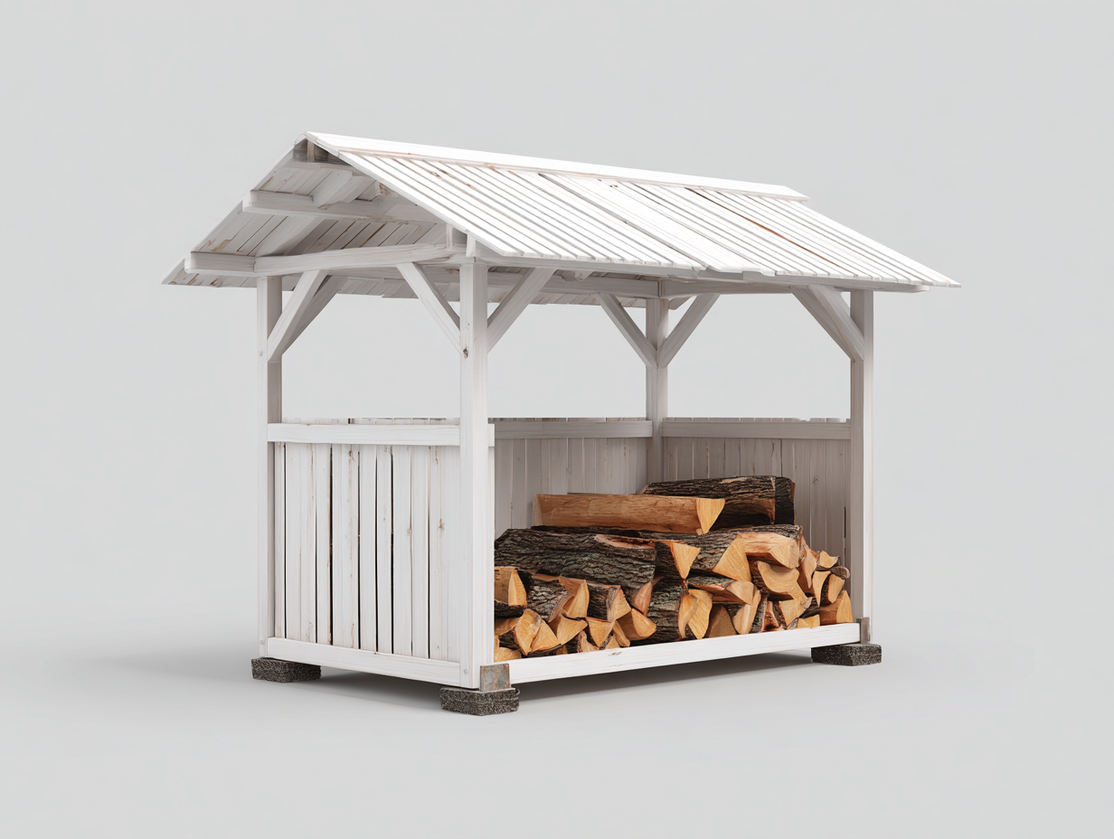 Portalegna - legno - 160x80x150 cm - bianco - stile rustico-Nestgolab