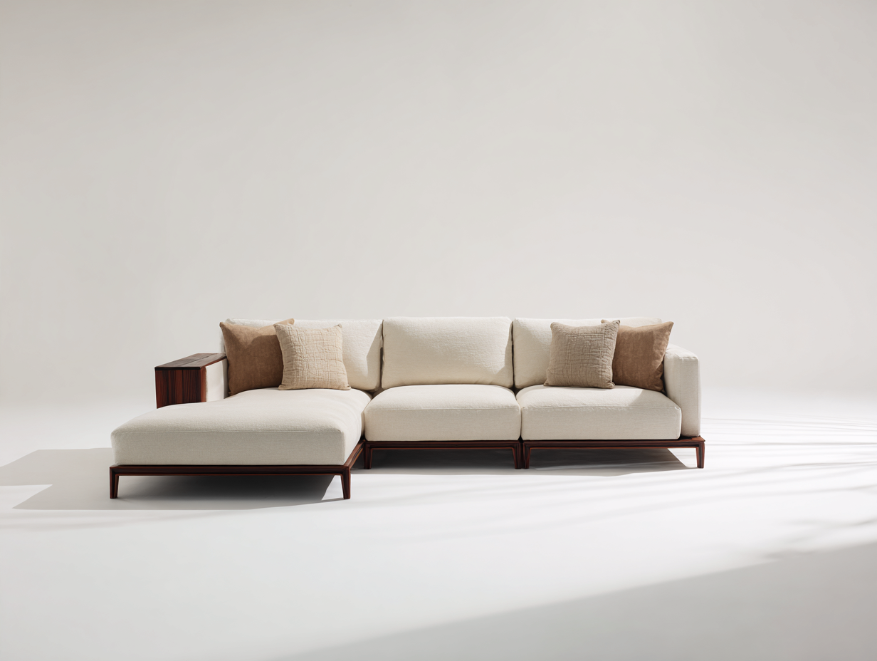 Divano angolare - tessuto-legno - 282x168x82 cm - crema - stile contemporaneo-Nestgolab