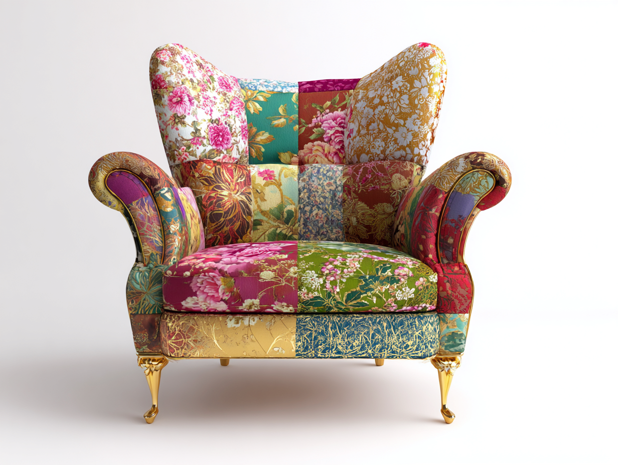 Poltrona - tessuto-legno - 96x92x116 cm - multicolore - stile classico-Nestgolab