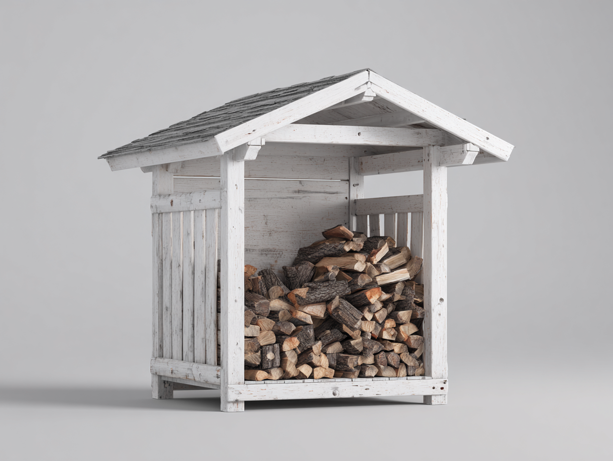 Portalegna - legno - 120x65x135 cm - bianco - stile rustico funzionale-Nestgolab