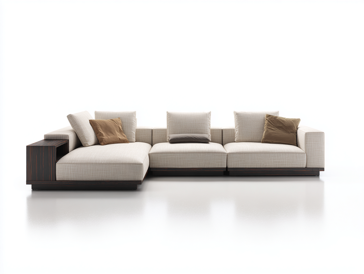 Divano angolare - tessuto-legno - 300x172x83 cm - crema - stile contemporaneo-Nestgolab