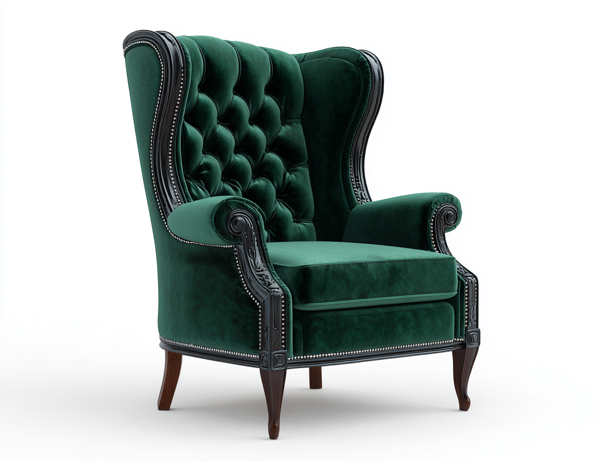 Poltrona - velluto-legno - 88x82x108 cm - verde scuro - stile classico-Nestgolab