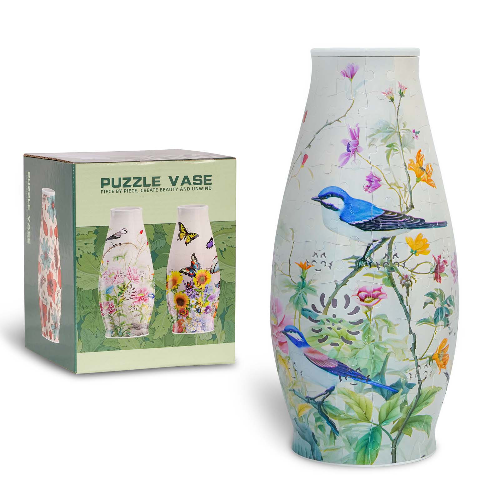 3D Magpie Print Lighted Jigsaw Vase - (152 pieces)💡