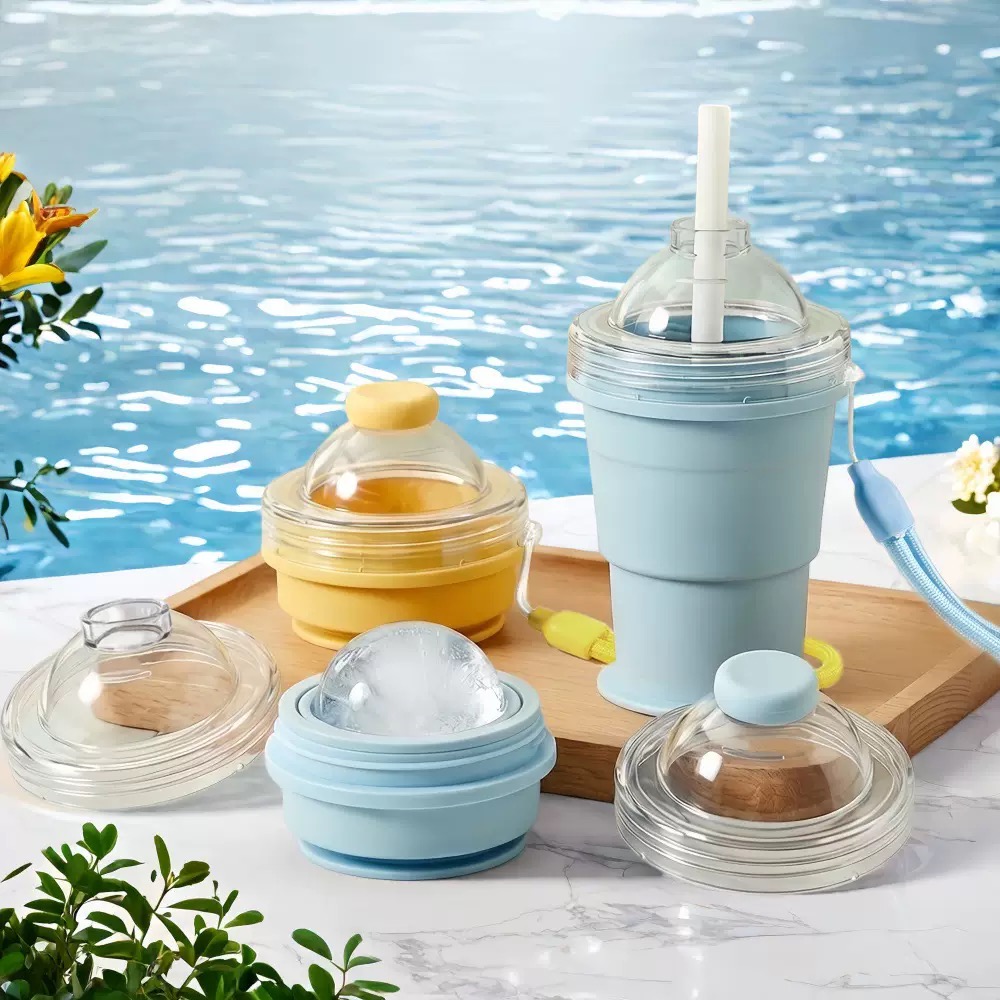 Puncham Food-Grade Silicone Collapsible Ice Ball Cup