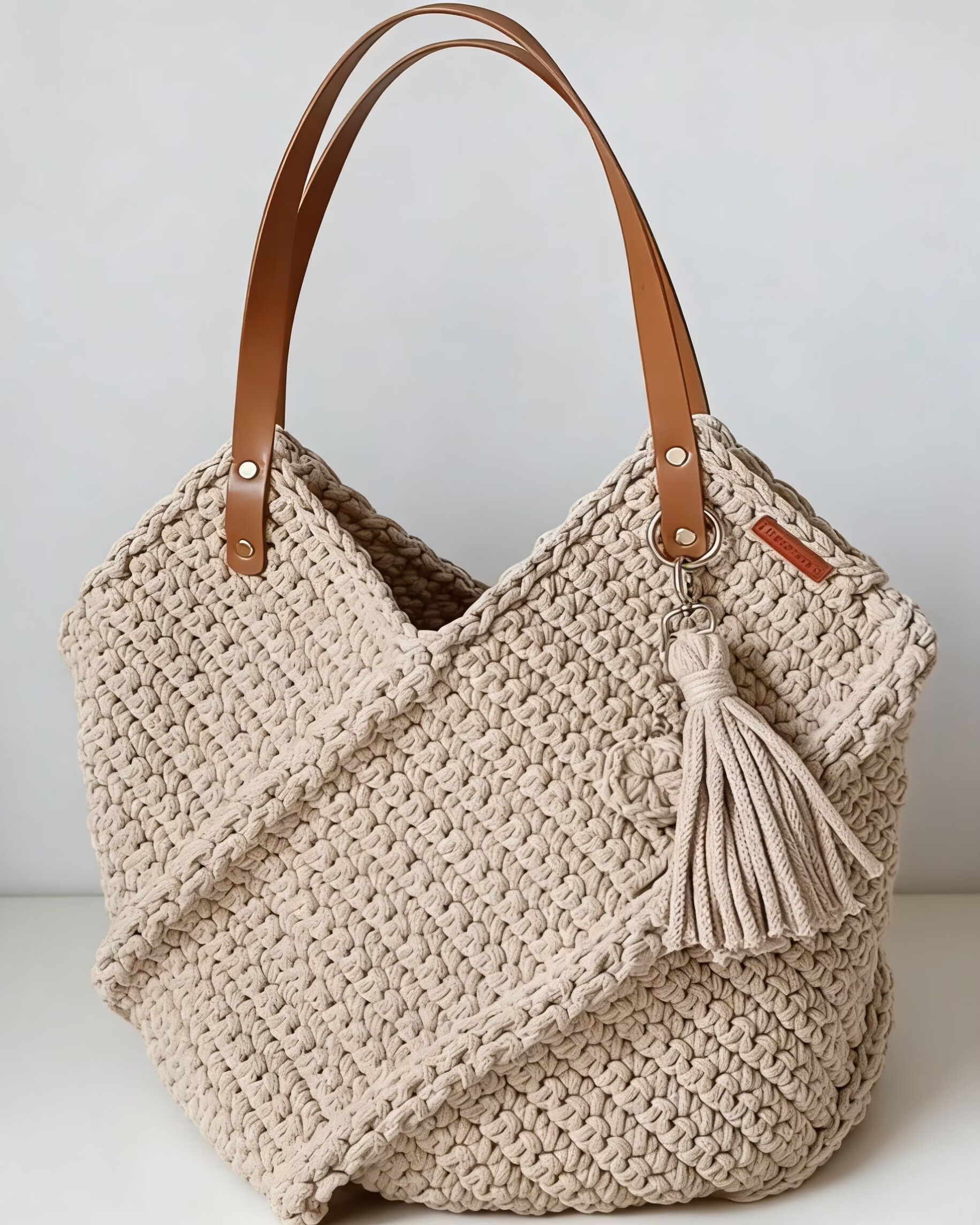 Hand-Crocheted Shoulder Tote Bag