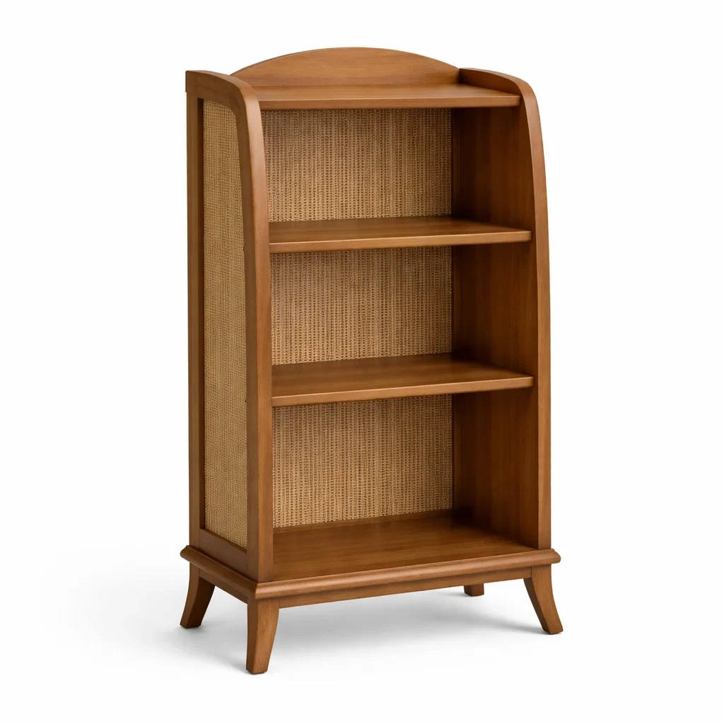 Estanteria de Madera Natural con Panel de Raton y Tres Niveles