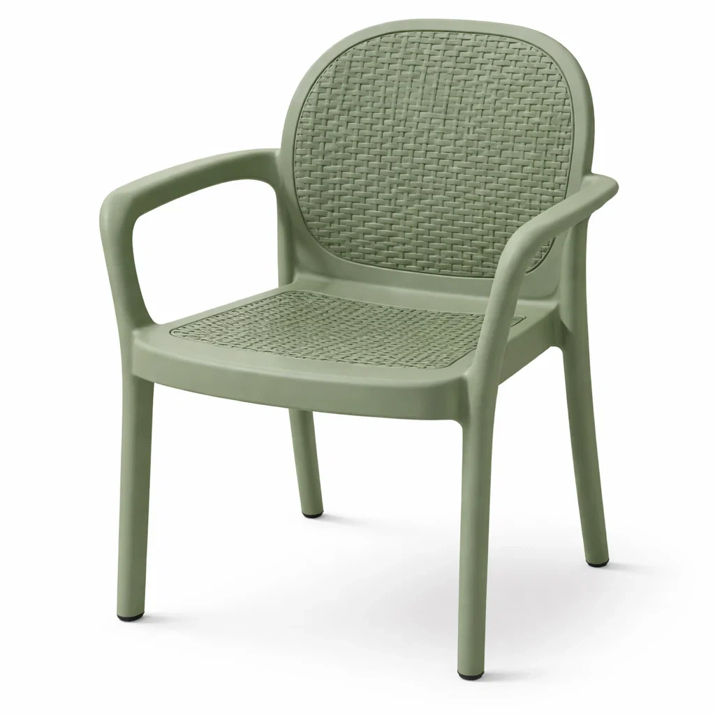 Silla de Plastico con Diseno  Trenzado Color Verde