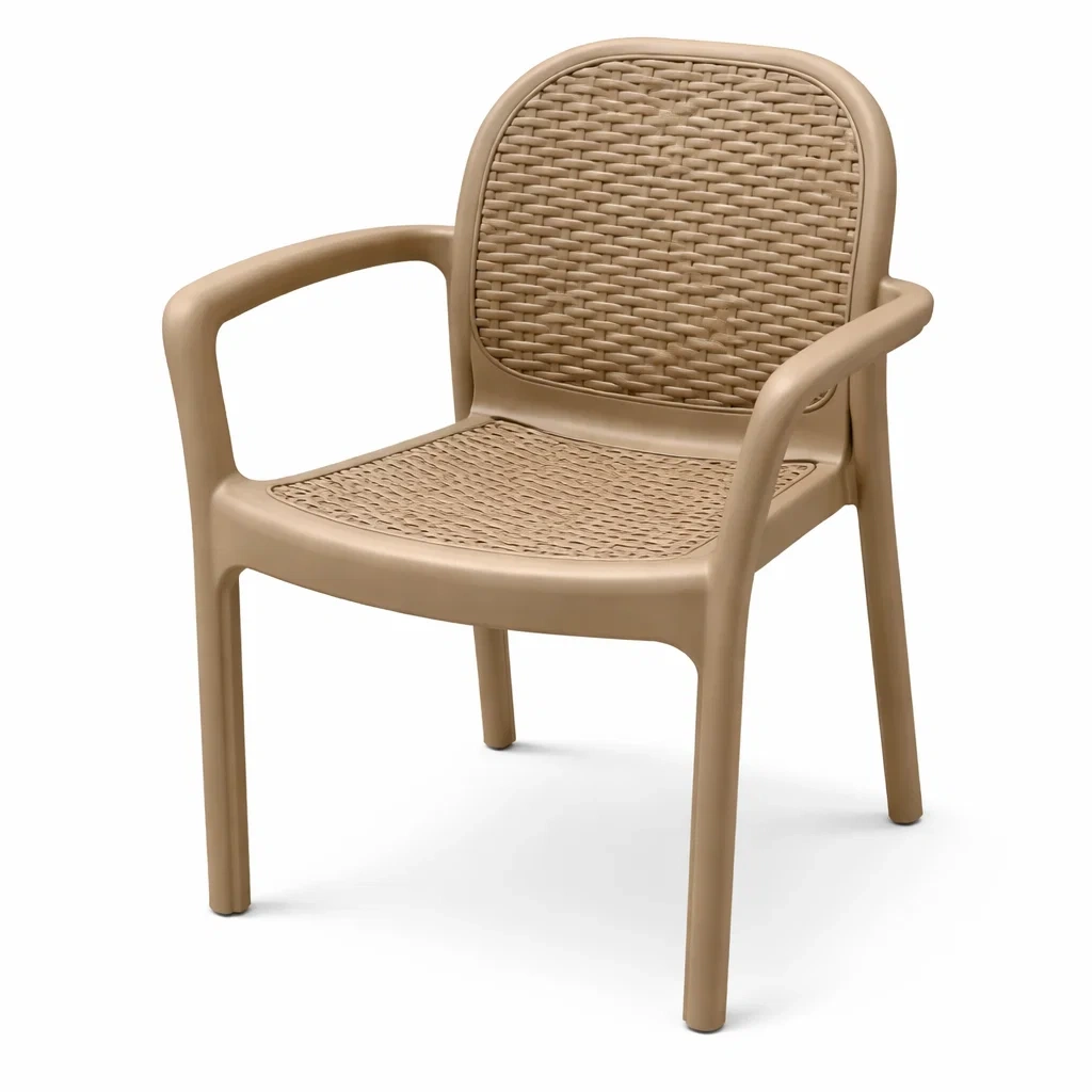 Silla de Plastico con Diseno Trenzado Color Marron