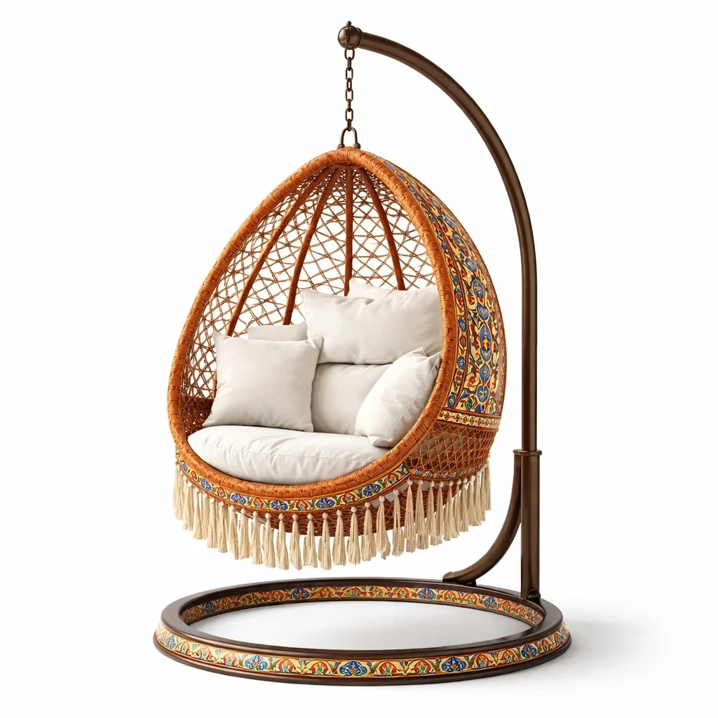 Silla Colgante Tipo Huevo Exterior Marron-QuartzQuarters.com