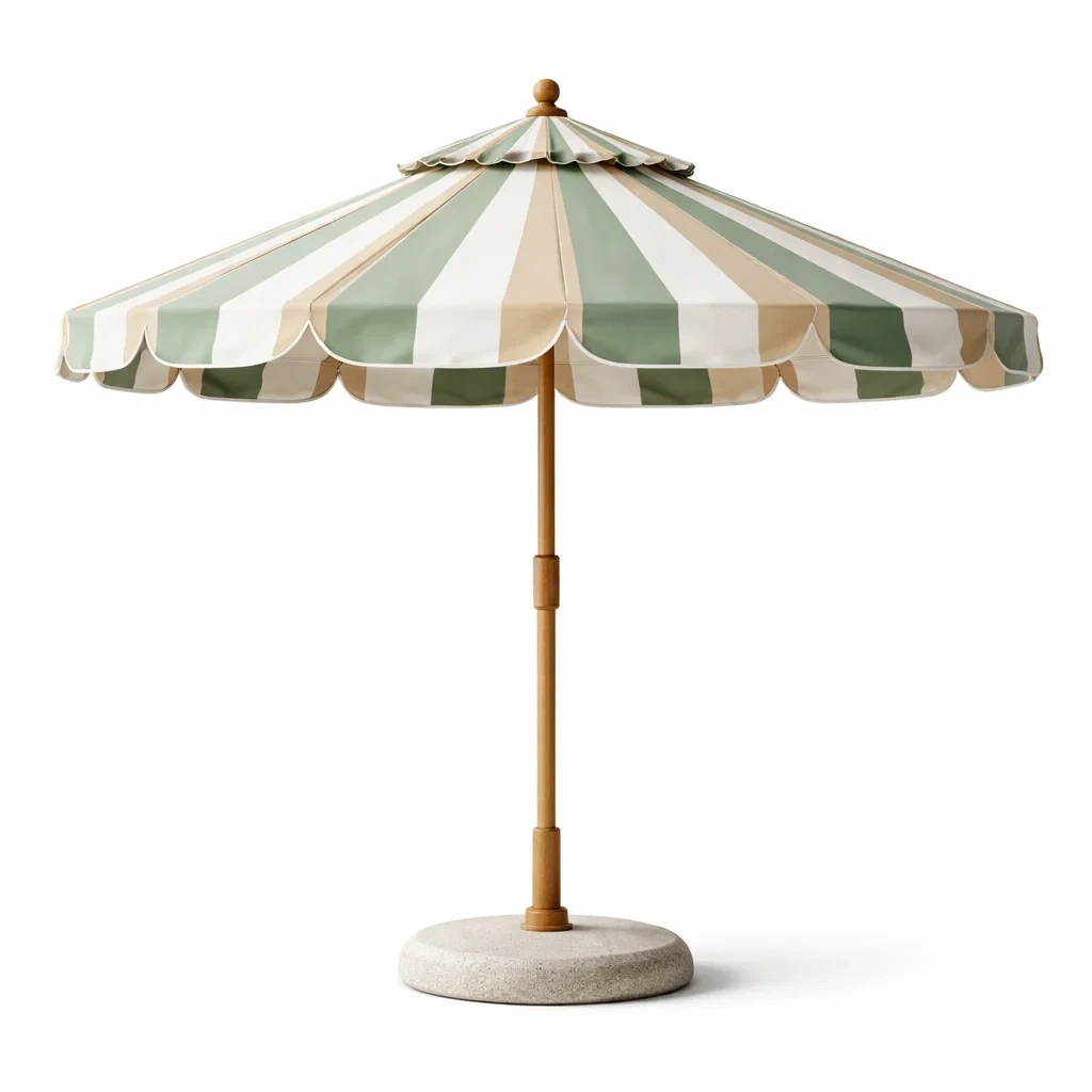 Sombrilla Exterior Jardin Verde Rayas Clasica