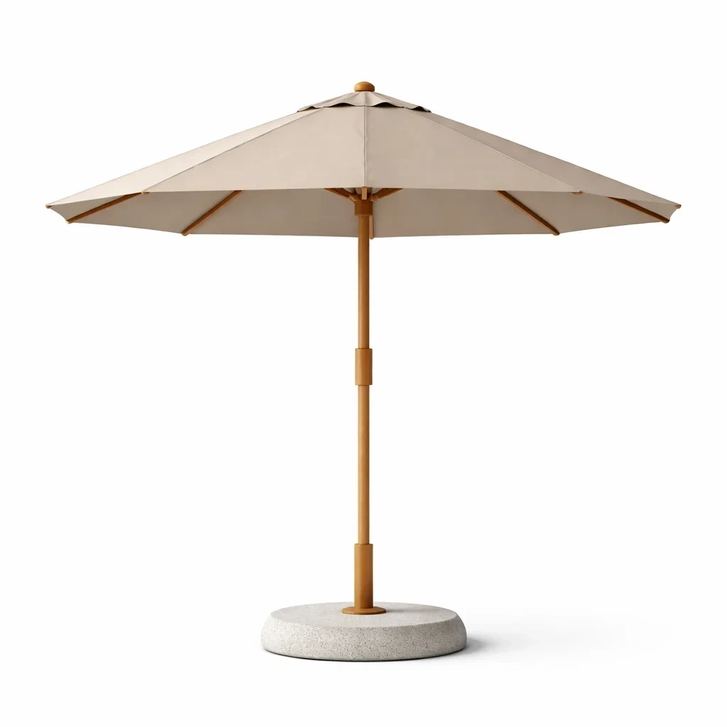 Sombrilla Exterior Jardin Beige con Mastil Madera-QuartzQuarters.com