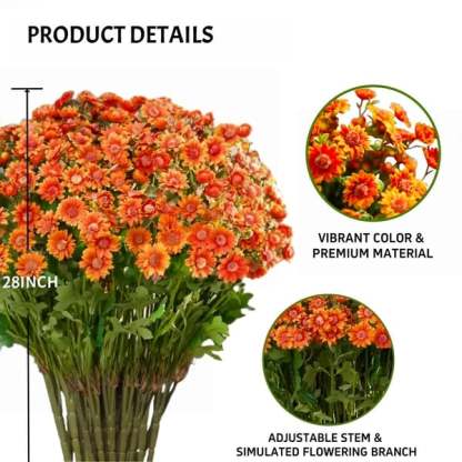 🏆Flash Sale⚡Artificial Outdoor Sunset Mums Flowers - UV resistant, Waterproof, Windproof