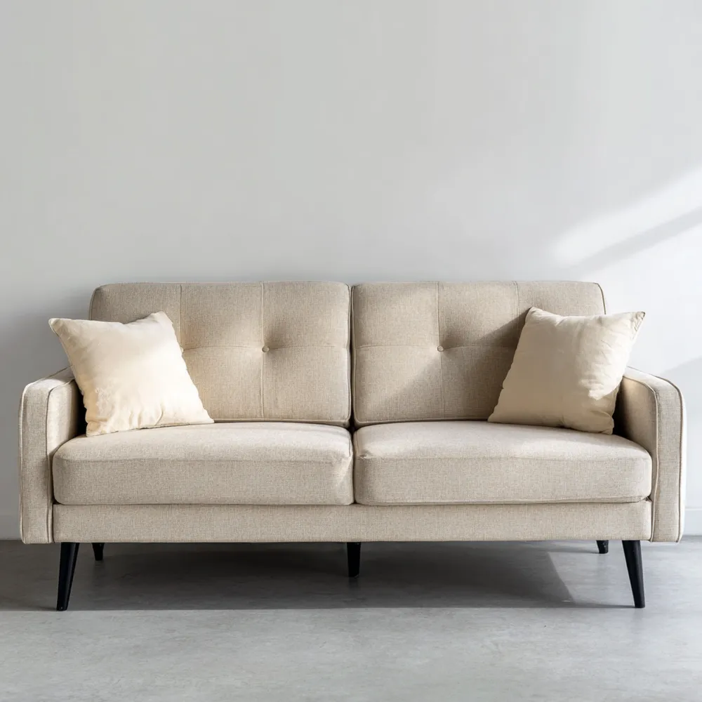 Divano due posti in tessuto 140x85x80 cm - Beige - Design moderno