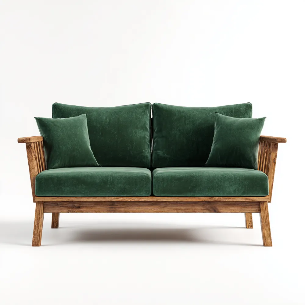 Divano due posti in velluto Verde 150x85x75 cm - Design Scandinavo