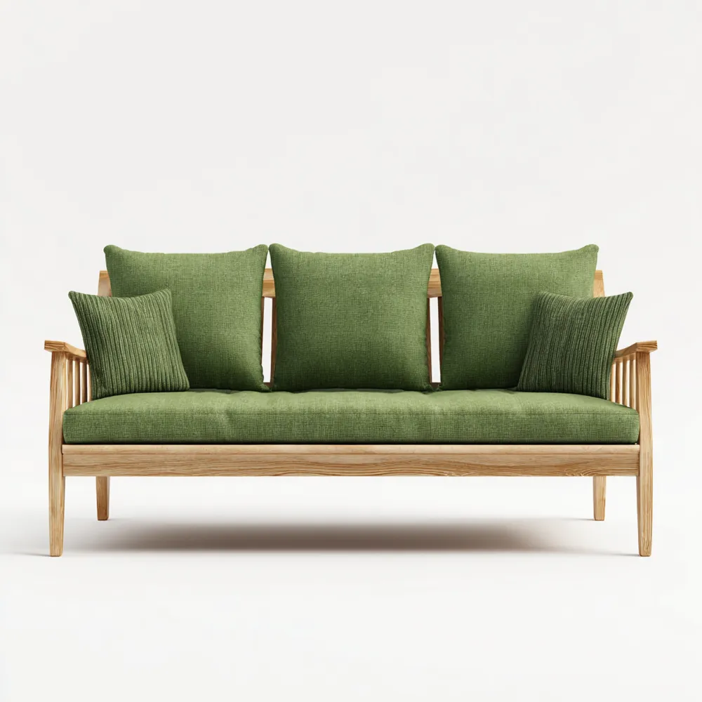 Divano a tre posti in legno massello 200x90x85 cm - Verde oliva - Design moderno