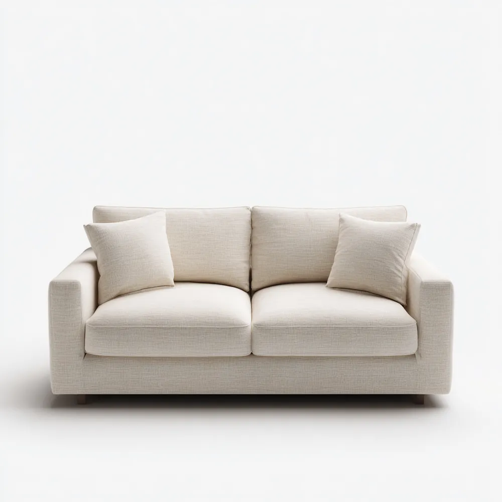 Divano due posti in tessuto 150x90x80 cm – Crema – Design Moderno