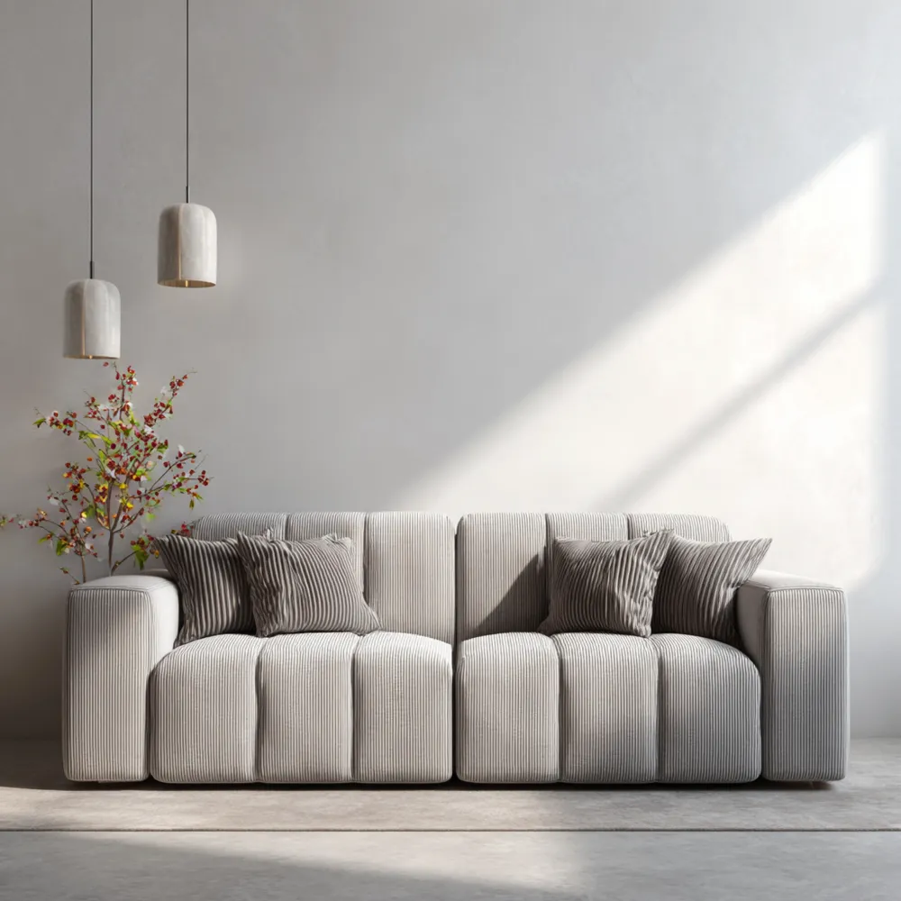 Divano due posti in tessuto 180x90x85 cm - Grigio Chiaro - Design Moderno