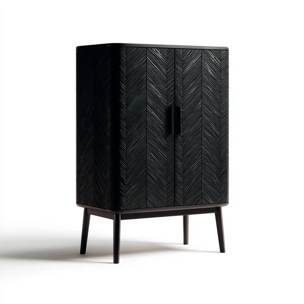 Mobile contenitore in legno 80x40x120 cm - Nero - Design moderno