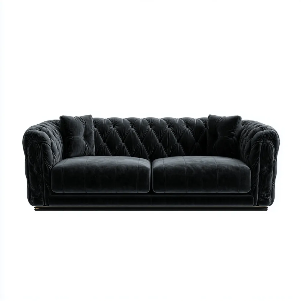 Divano due posti in pelle 200x100x85 cm - Nero