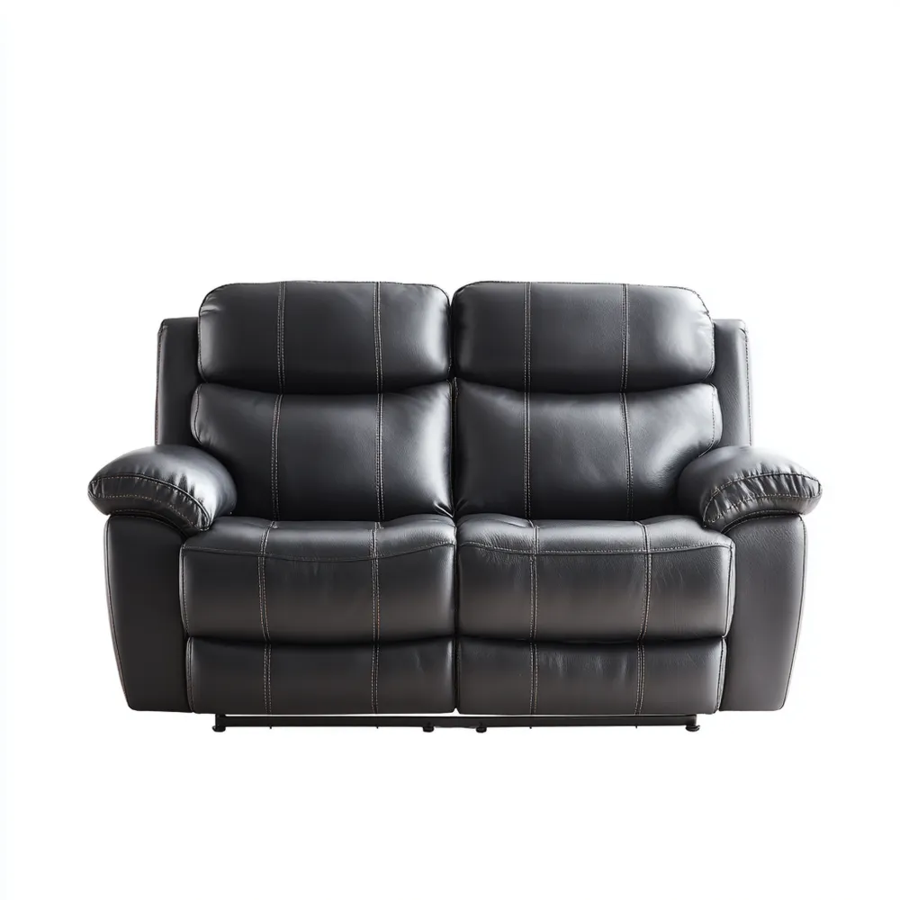 Divano due posti in pelle 150x95x90 cm – Nero – Design moderno