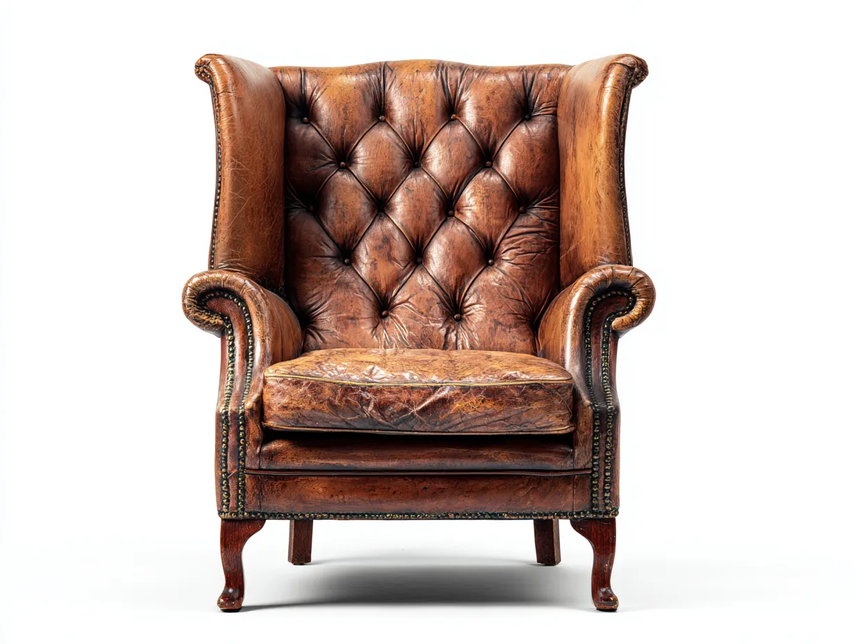 Sillón de piel 90x92x108 cm - marrón envejecido - diseño clásico para salón-Casauphaus