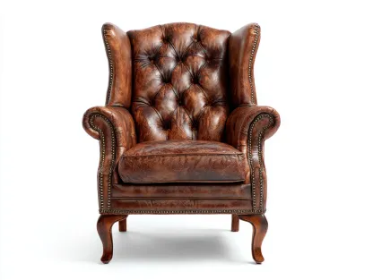 Sillón de piel clásico 85x80x100 cm - marrón - diseño vintage-Casauphaus