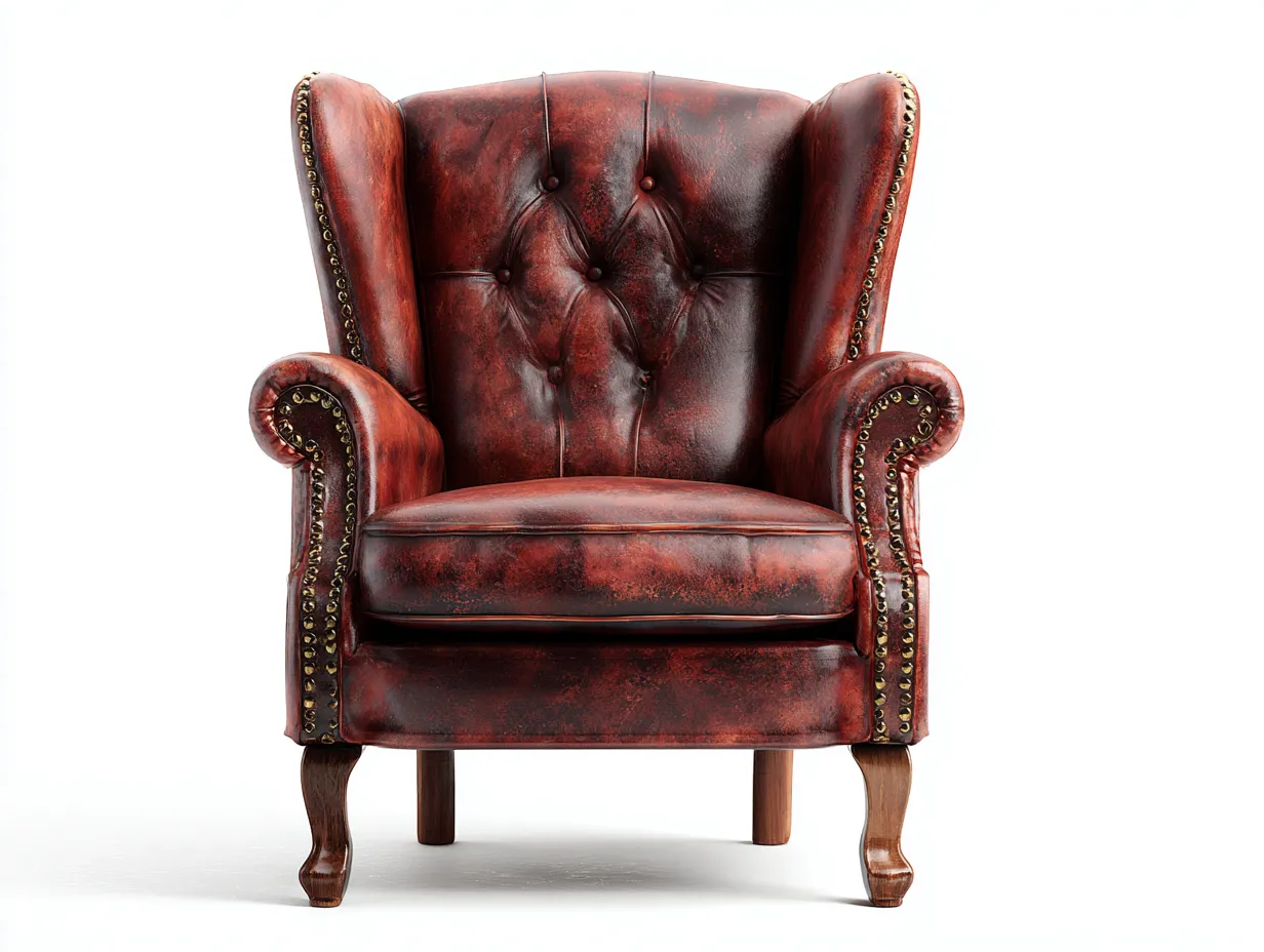 Sillón de piel clásico 90x85x102 cm - rojo oscuro - diseño vintage-Casauphaus