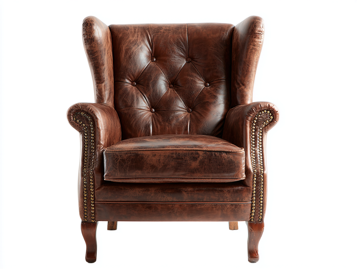 Sillón de piel 90x85x105cm - marrón - diseño clásico elegante-Casauphaus