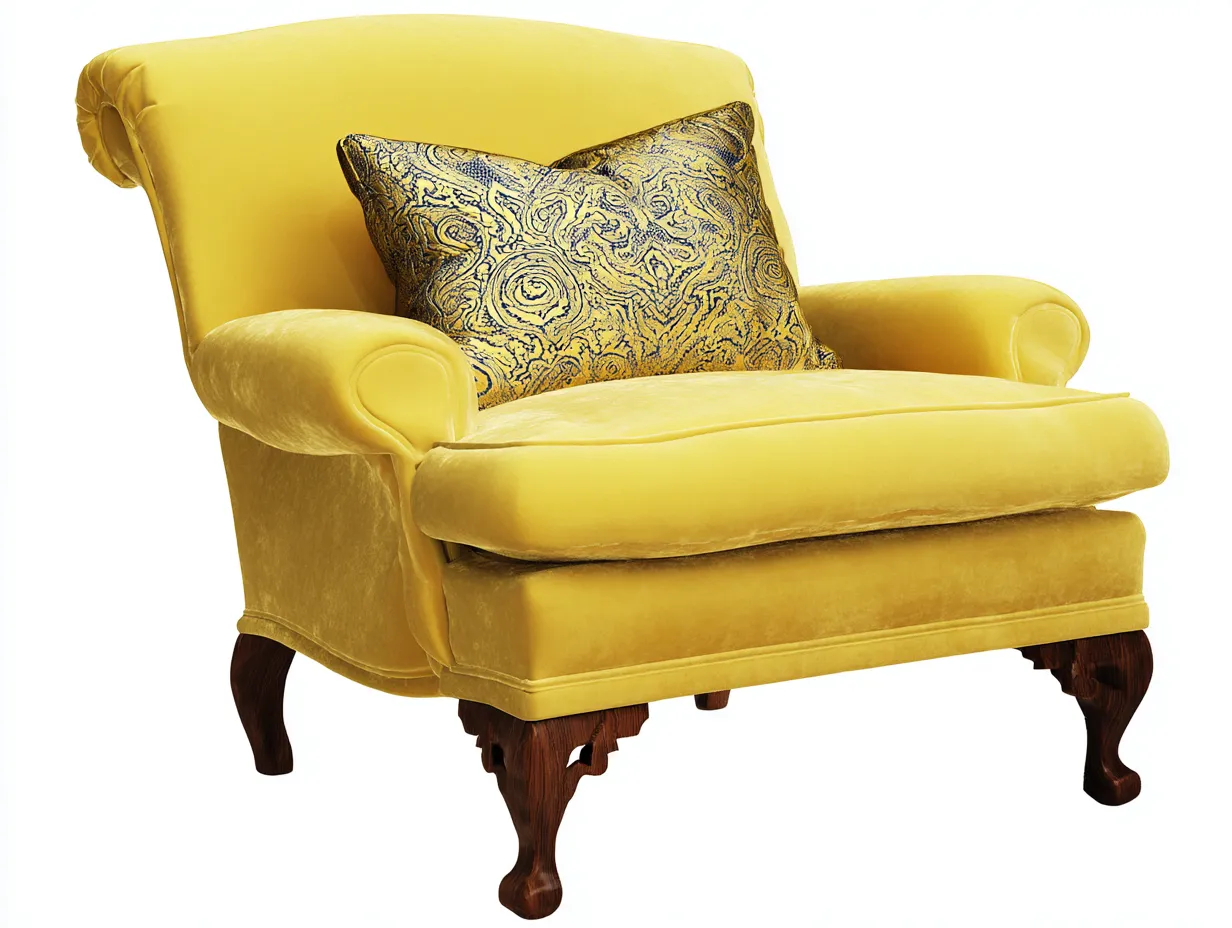 Sillón de tela tapizado 100x92x95 cm - Amarillo - Estilo contemporáneo-Casauphaus