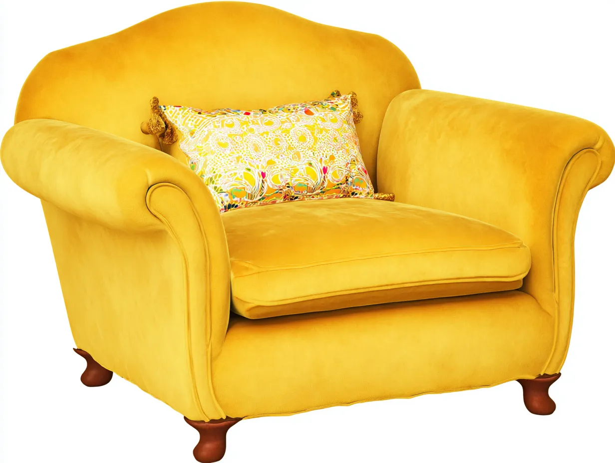 Sillón de tela estilo clásico 95x90x95 cm - Amarillo - Diseño acogedor para salón-Casauphaus