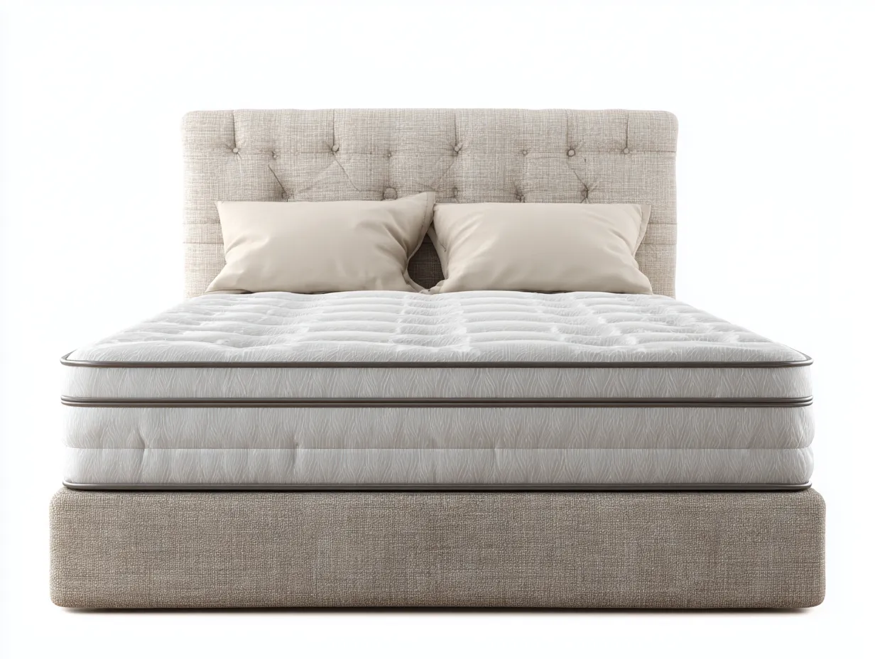 Cama doble tapizada en tela 200x160x110 cm - beige - diseño moderno-Casauphaus