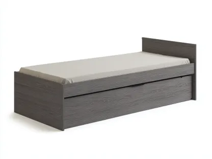Camas individuales de madera 200x90x85cm - gris - diseño moderno funcional-Casauphaus