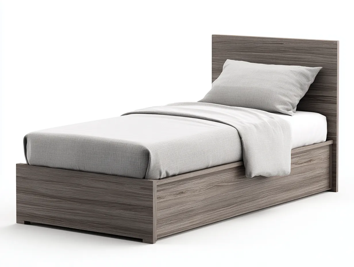Cama individual de madera 190x90x85 cm - marrón grisáceo - diseño moderno-Casauphaus