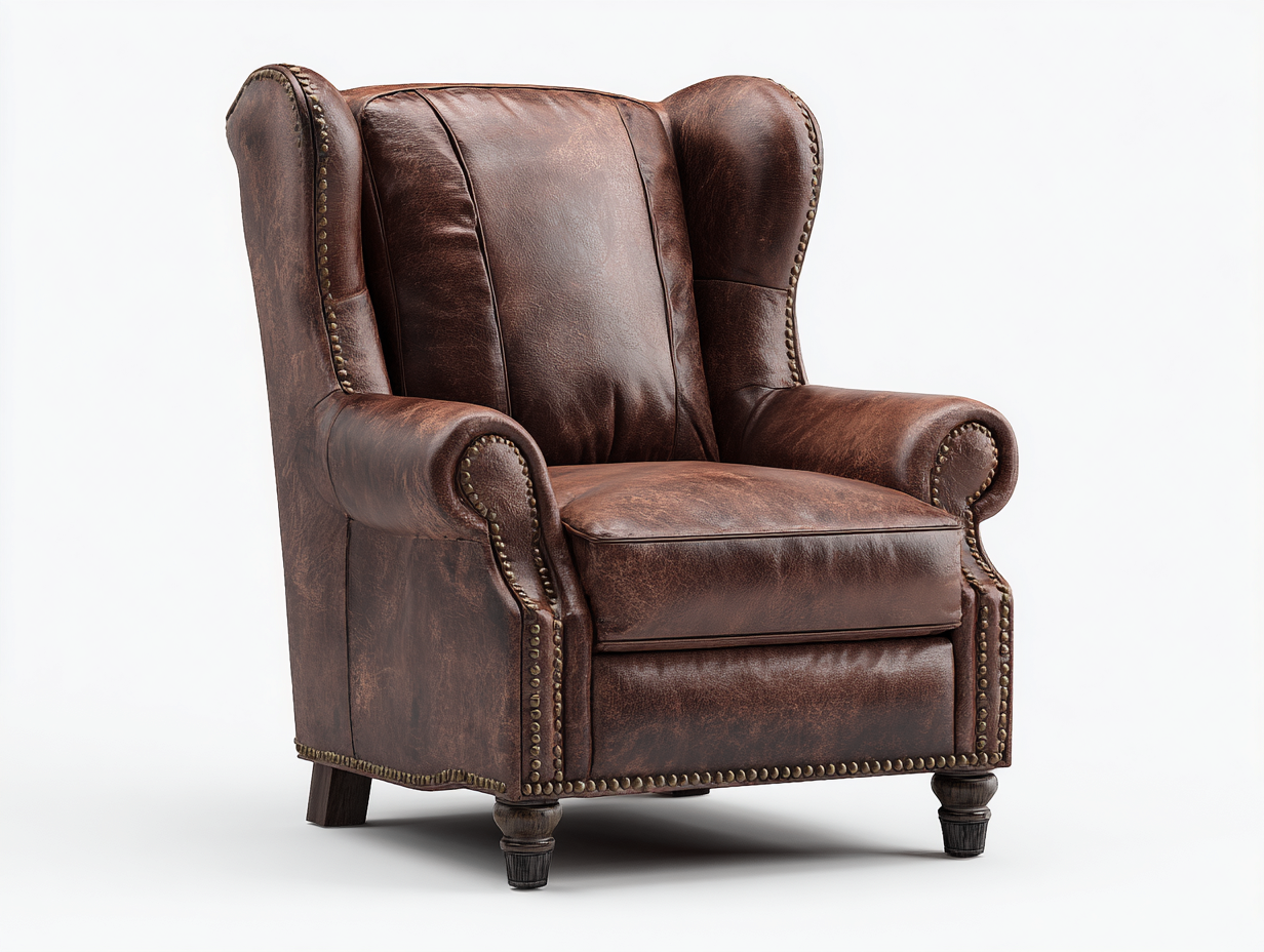 Sillón de piel estilo clásico 85x90x105 cm - Marrón - Diseño elegante para salón-Casauphaus