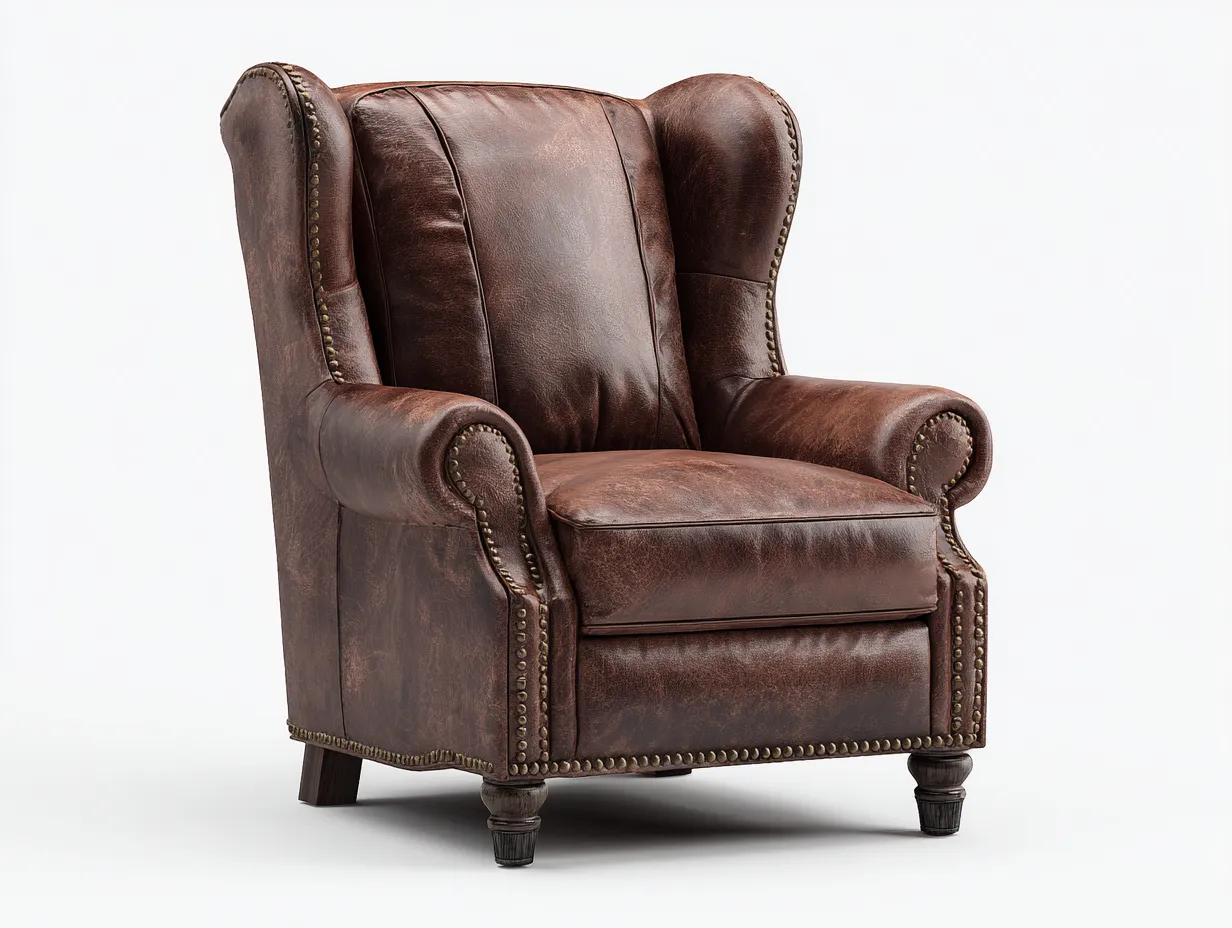 Sillón de piel estilo clásico 85x90x105 cm - Marrón - Diseño elegante para salón-Casauphaus