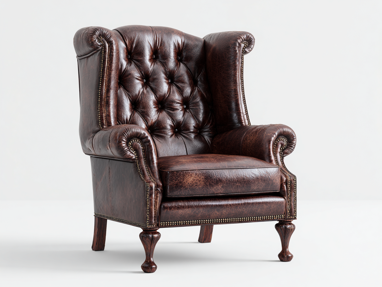 Sillón de piel 85x90x105 cm - marrón oscuro - diseño clásico para salón-Casauphaus